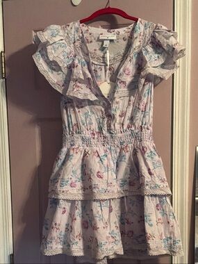 LoveShackFancy Light Pink Floral Ruffle Tiered Dress. This is the Target line.